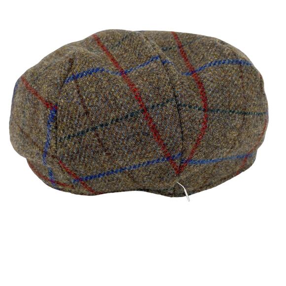 Failsworth Cap 6 3/4 Cambridge Plaid Brown Red Blue 100% Wool NWOT - Picture 6 of 11